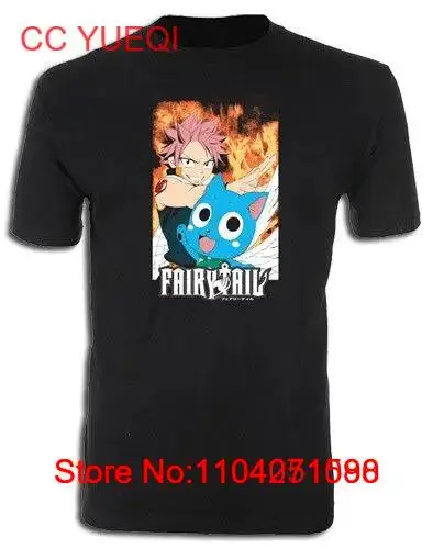 **Legit** Fairy Tail Natsu Happy Fire Background Authentic Anime T-Shirt #59289