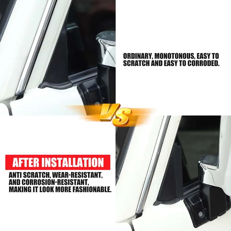 For Toyota LC71 LC76 LC79 2007-2023 Aluminum alloy black car rearview mirror side triangle air deflector decoration accessories