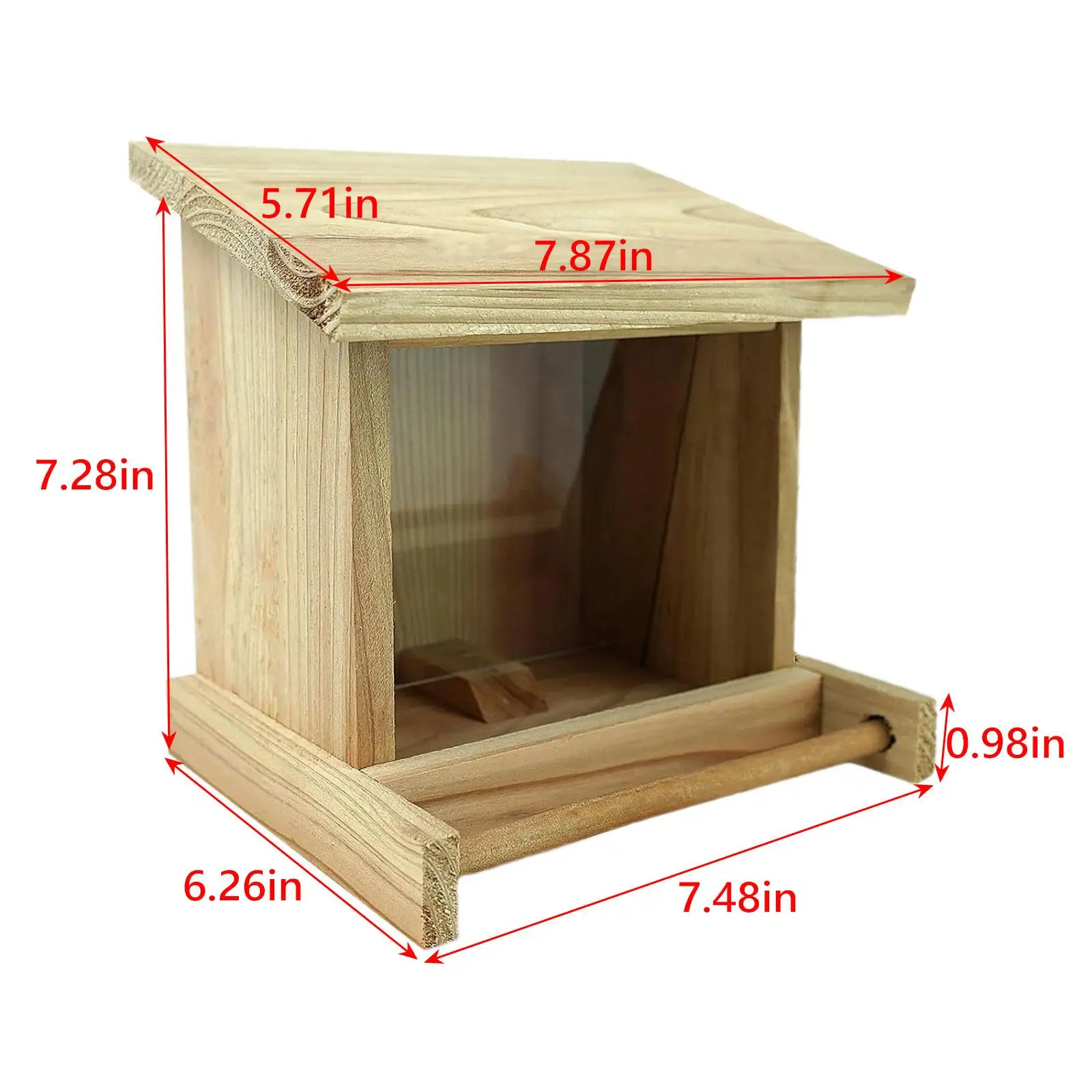 Wooden Bird Feeder Clear Window with Perch Birds Food Container for Large Medium Birds Cardinal Finches