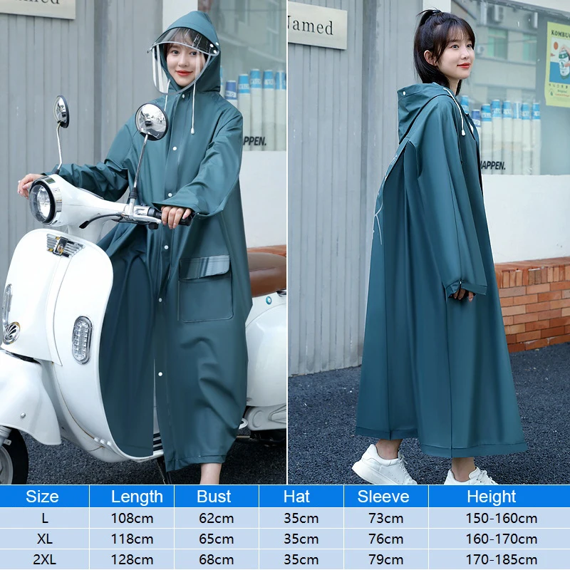 

Waterproof Long Raincoat With Reflective Bear Windproof Rain Coats Hooded Outdoor Hiking Motorcycle Rain Poncho Unisex Rainwear