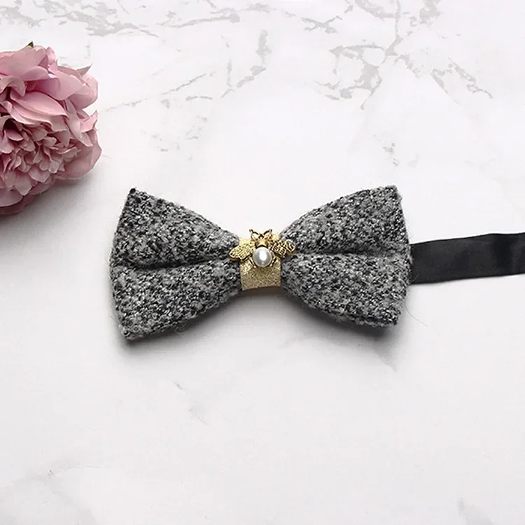 Reusable ผ้าขนสัตว์สีน้ำเงินผู้หญิงกำมะหยี่เด็ก Boy Girl ผู้ชายยืดหยุ่นสีเขียว Bow Tie สีดำอุปกรณ์เสริมสุภาพบุรุษเจ้าบ่าว