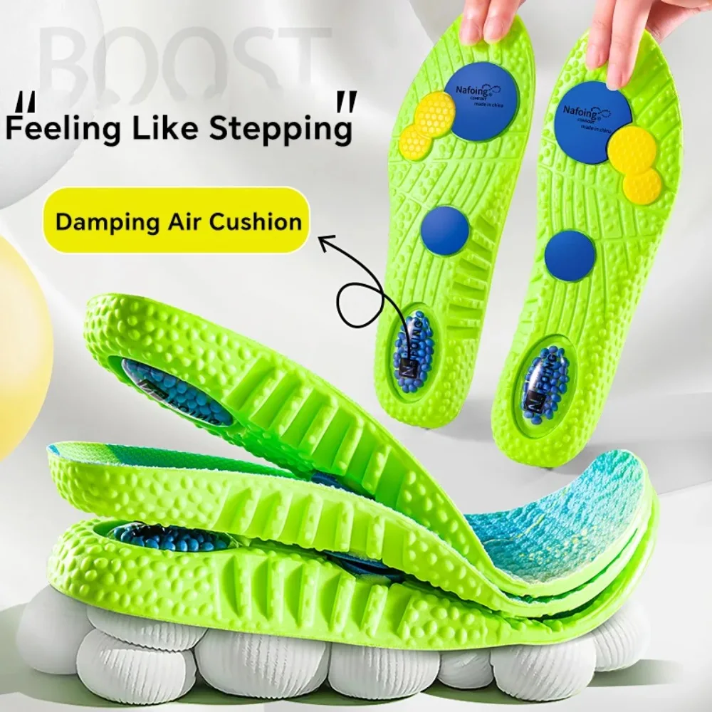 Shock Absorption 4D Sneaker Insoles Anti-pain High Elasticity Shoe Inserts Soft PU Shoe Accessories Universal