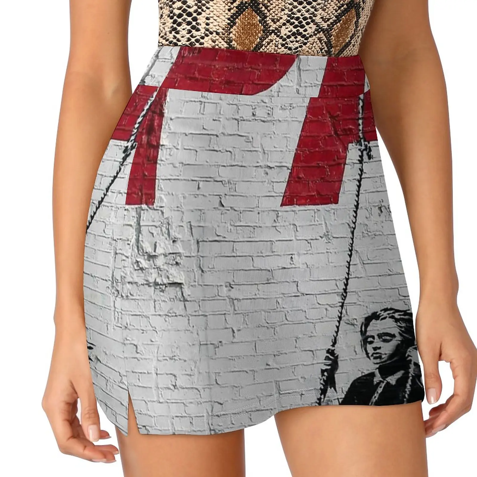 Banksy Swinging Girl Women's skirt Aesthetic skirts New Fashion Short Skirts Banksy Graffiti Bansky Graffiti Street Art Banksy