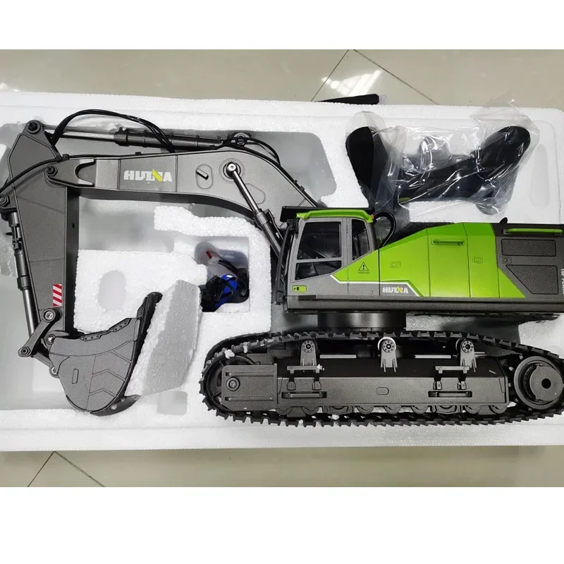 HUINA-excavadora a control remoto para niños, camión volquete de 1/14G, Tractor de aleación de 1593G, coche controlado por Radio de ingeniería de