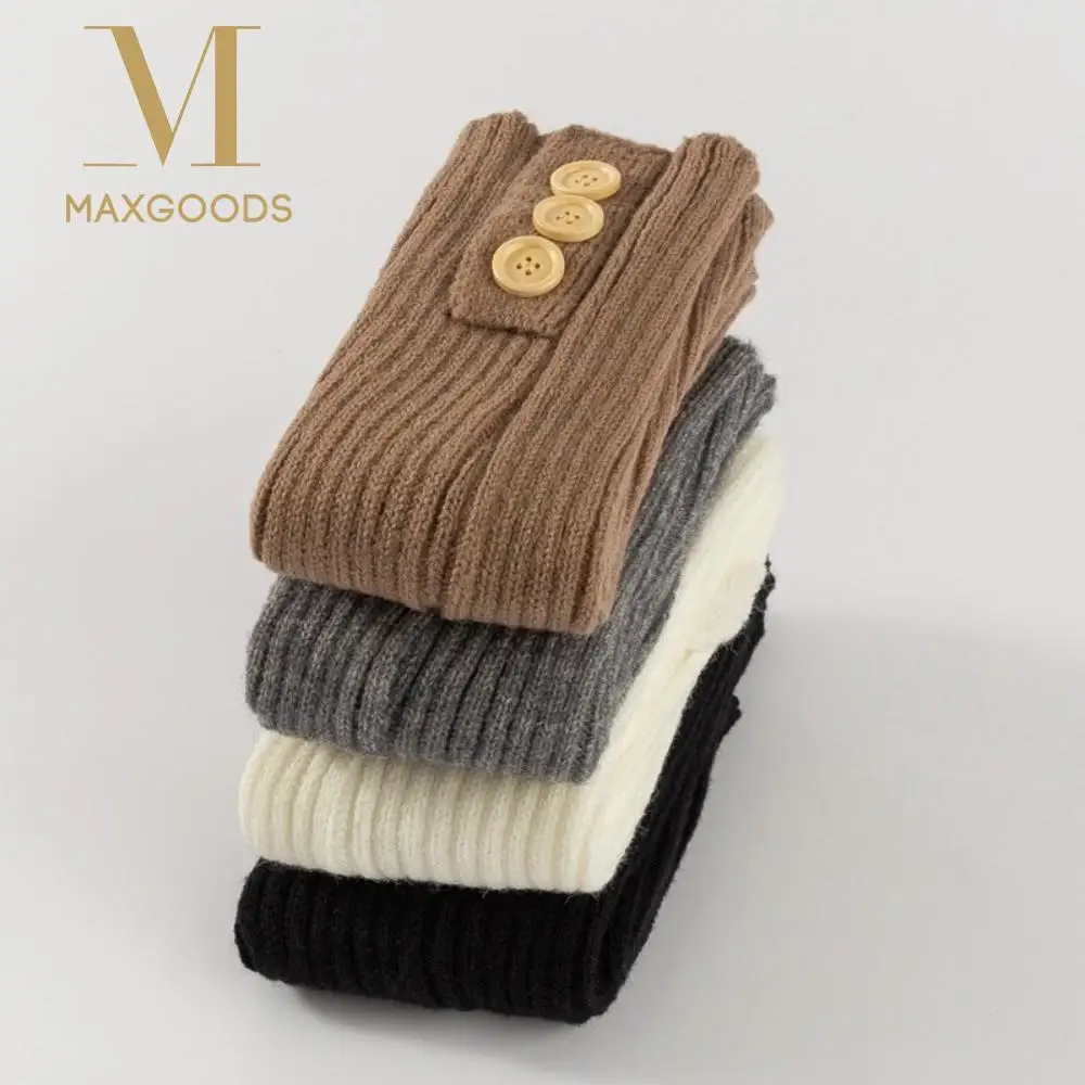 

Новые однотонные гетры в стиле Харадзюку, утолщенные средние носки-трубы, носки с ворсом на пуговицах, осень и зима