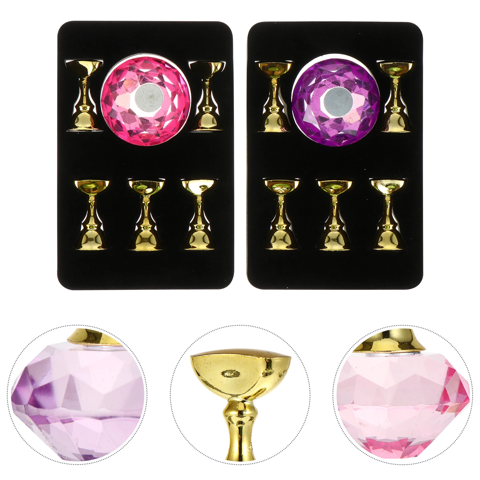 

2 Sets Crystal Nail Tray Acrylic Manicure Rack St Holder Display Practice Base Nail Art Tool Salon Board Stable