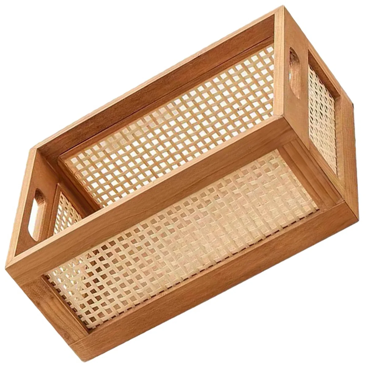 Cesta decorativa tejida para almacenamiento de libros, cesta organizadora para guardería, dormitorio, baño de ratán, L