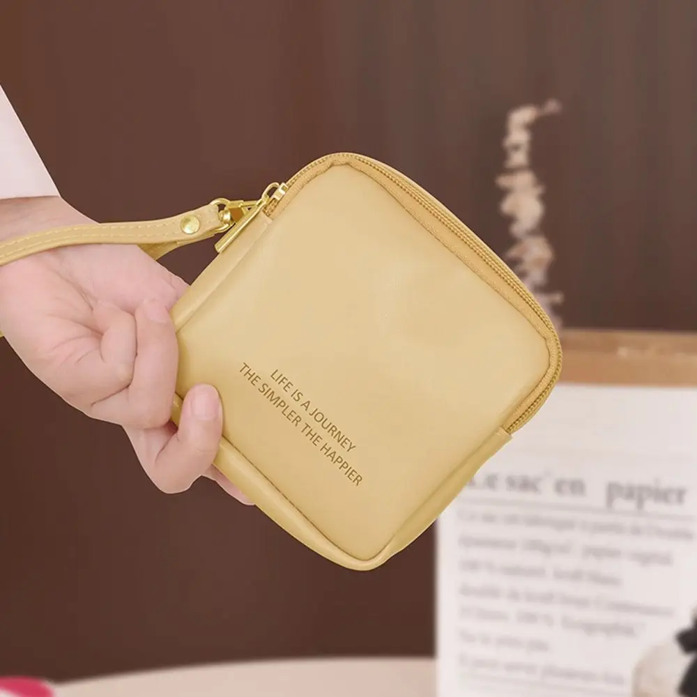 Cosmetic Bag PU Leather Large Capacity Sanitary Napkin Storage Pouch Women Multi-function Lipstick Bag Travel Small Square Bag