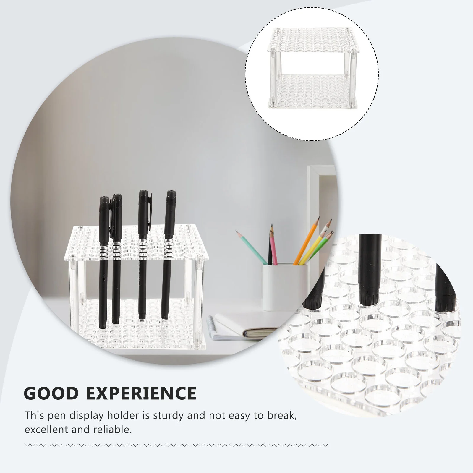 โปร่งใสผู้ถือปากกาOrganizer RackสําหรับจอแสดงผลสํานักงานEyebrow Ballสีแปรงอะคริลิคปากกาลูกลื่น