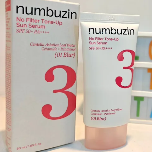 Korean Sun UV Protection Serum SPF50+ PA++++ 50ml Centella Asiatica 01 Blur Sunscreen Numbuzin No.3 No Filter Tone-Up Sun Serum