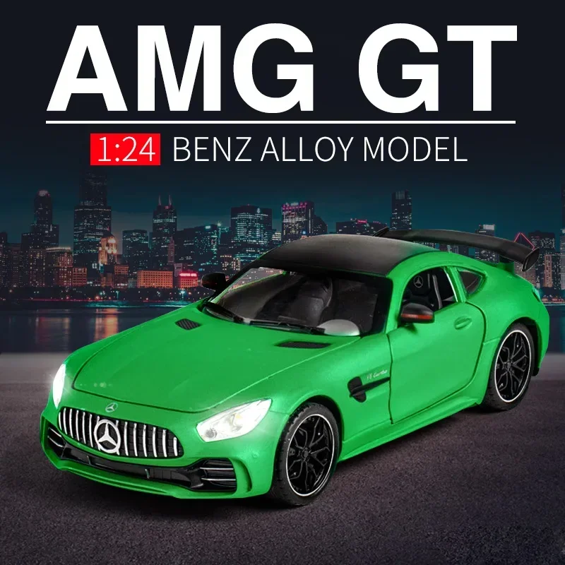 1:24 AMG-GTR GT Sportwagen Legierung Automodell Druckguss & Spielzeugfahrzeug Metallspielzeugauto Modell Sammlung Sound Licht Simulation Geschenk