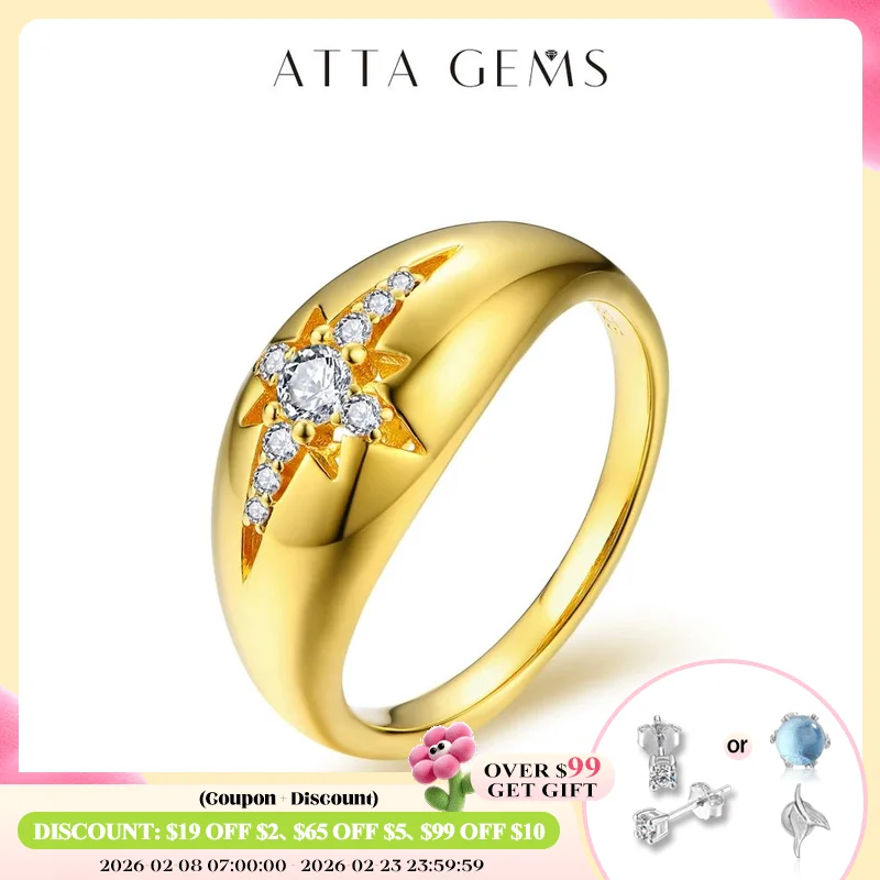 

ATTAGEMS Round D/VVS1 Color Moissanite Ring for Women 100% 925 Sterling Silver Sparkling Fine Jewelr Engagement Wedding Gift New