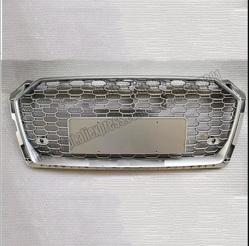 For Audi A5 S5 S-Line 2017 17 2018 18 2019 19 2020 20 RS5 Style Grill Grille Silver  Trim Chrome Rings