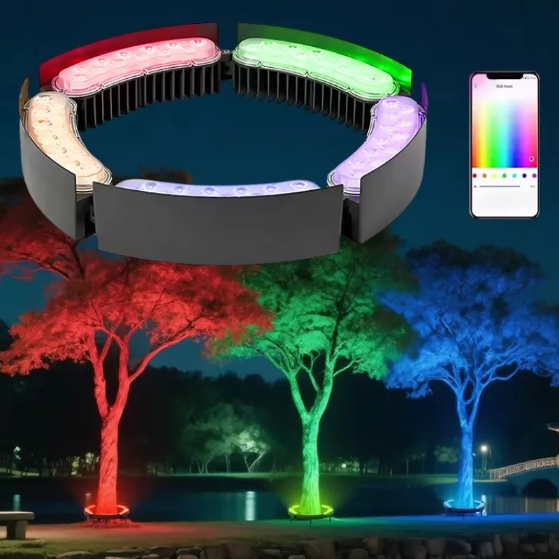 

Smart App Control RGB Palm Tree Ring Light 24v 12W IP65 Waterproof Park Garden Spotlight