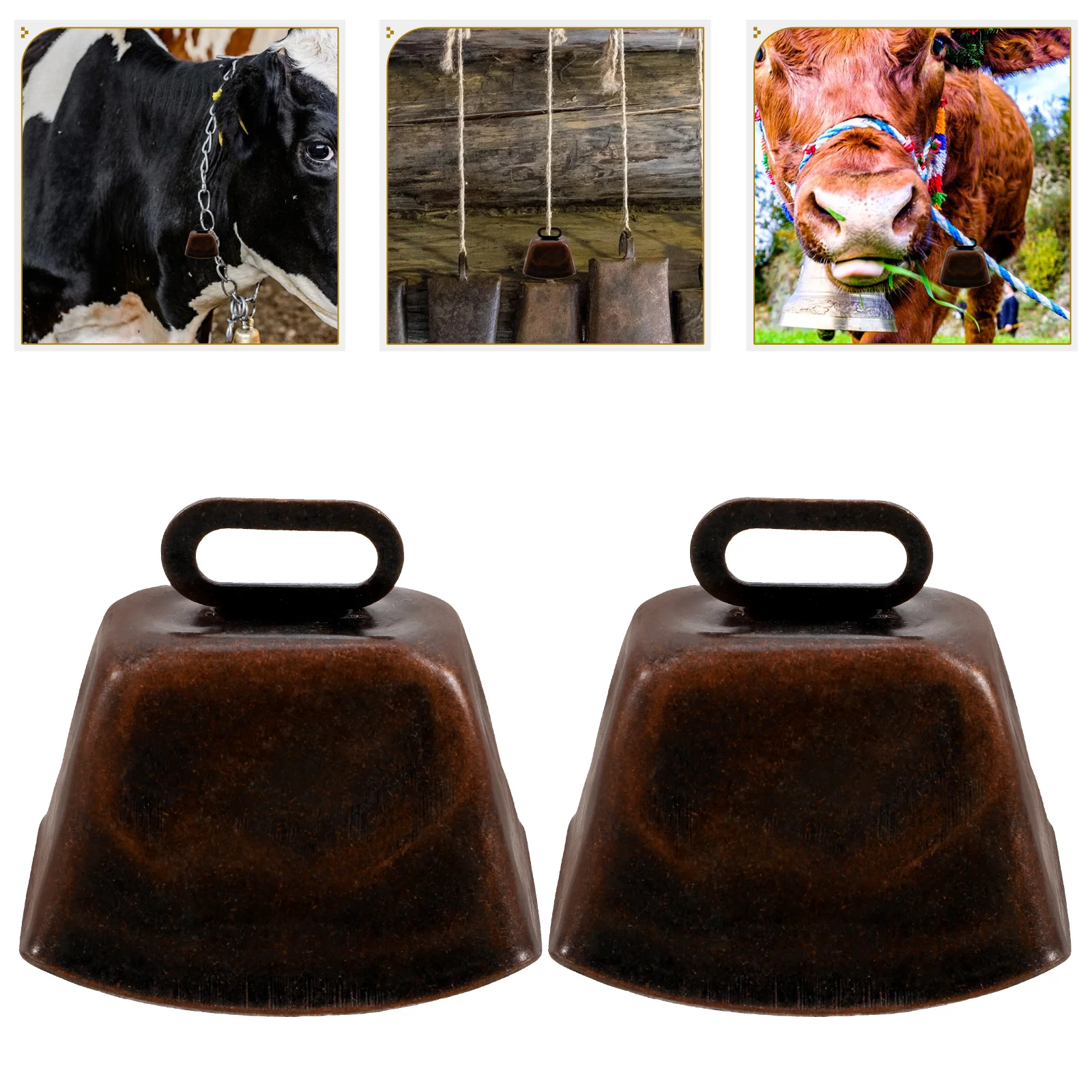 4 قطعة جرس البقر خمر أجراس الحديد المعدنية الصغيرة معلقة قلادة مزرعة الحيوان بصوت عال رنين الديكور الماشية رعي الجرس #6