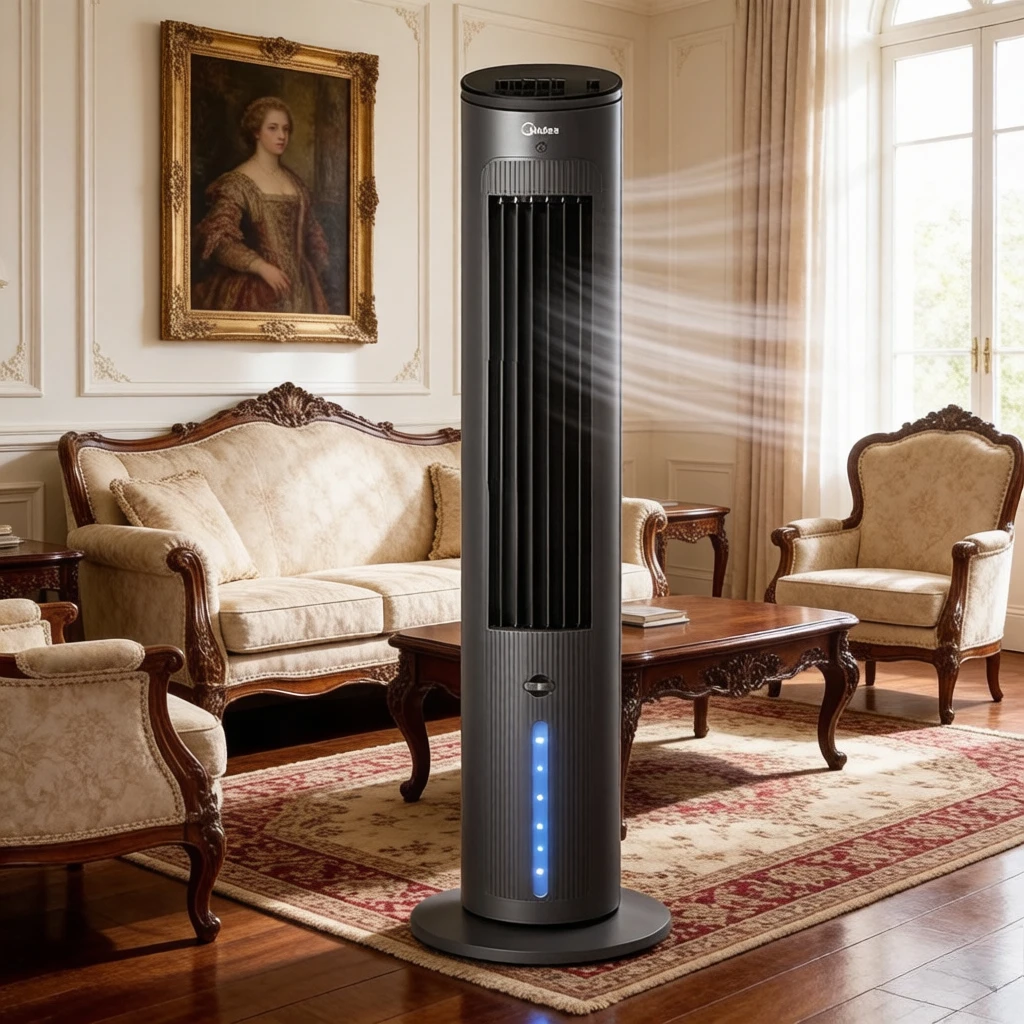 Evaporative Air Cooler with Humidifier Purifier,  Scented Cooling Tower Fan AC, Quiet Powerful Portable Floor Stand for Home