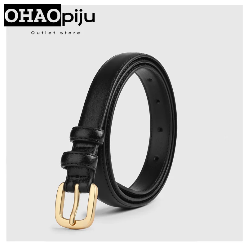 

2024 New Women Genuine Leather Belt Fashion High Quality Luxury Brand Waistband Pin Buckle Brown Solid Color Belt Ladies