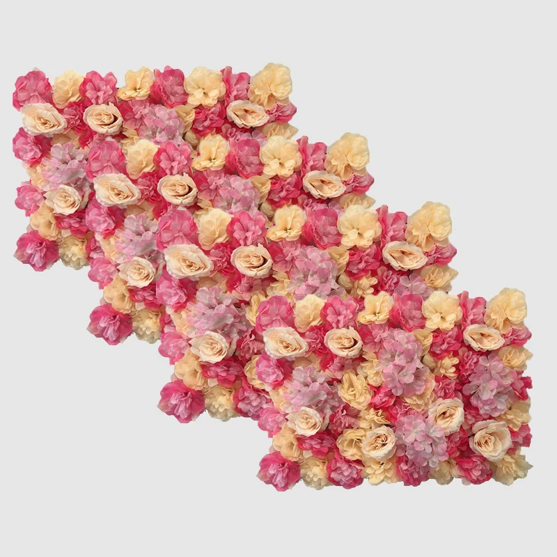 

4Pcs 60 x 40cm Backdrop Flowers Floral Backdrop Artificial Flower Wall Panel for Baby Shower Wedding Photo Background Decoration