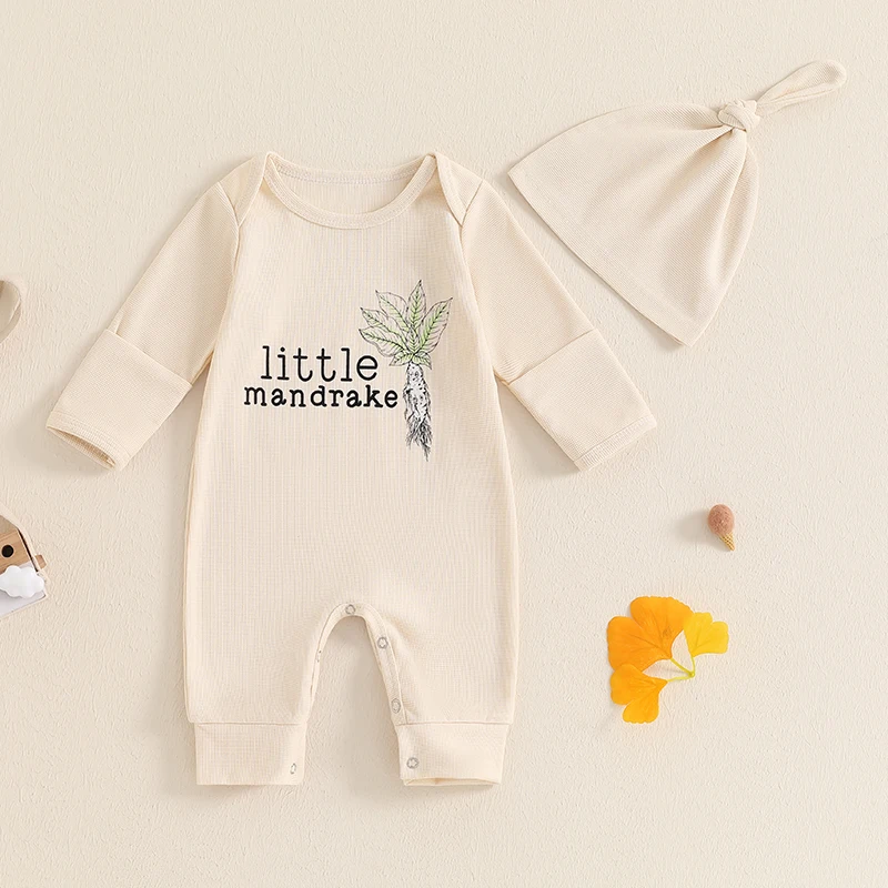 Infant Autumn  Spellbinding Herb Design Cozy Coverall with Matching Beanie for Little Sprouts