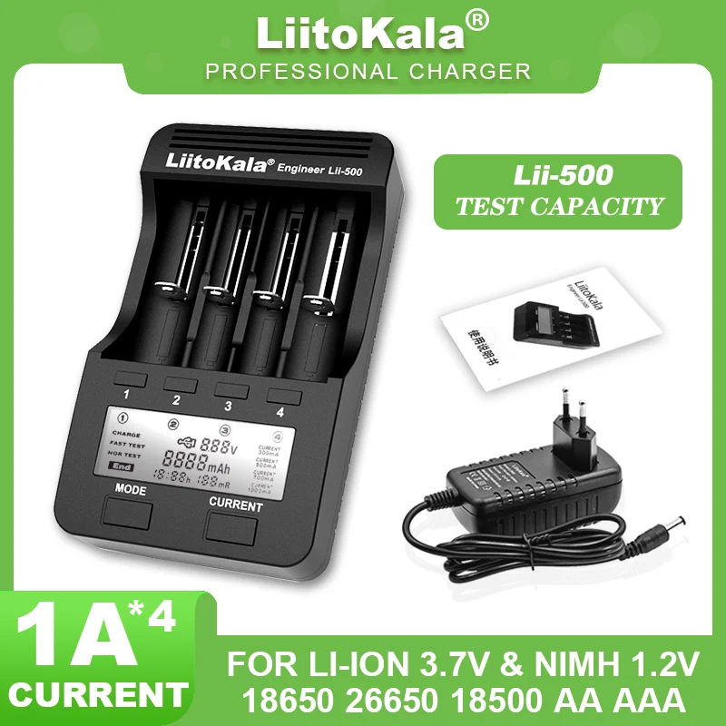 Lii-500 ładowarka LiitoKala 3.7V 1.2V do wykrywania pojemności 18650 26350 26650 18350 17500 baterie AA AAA wyświetlacz LCD