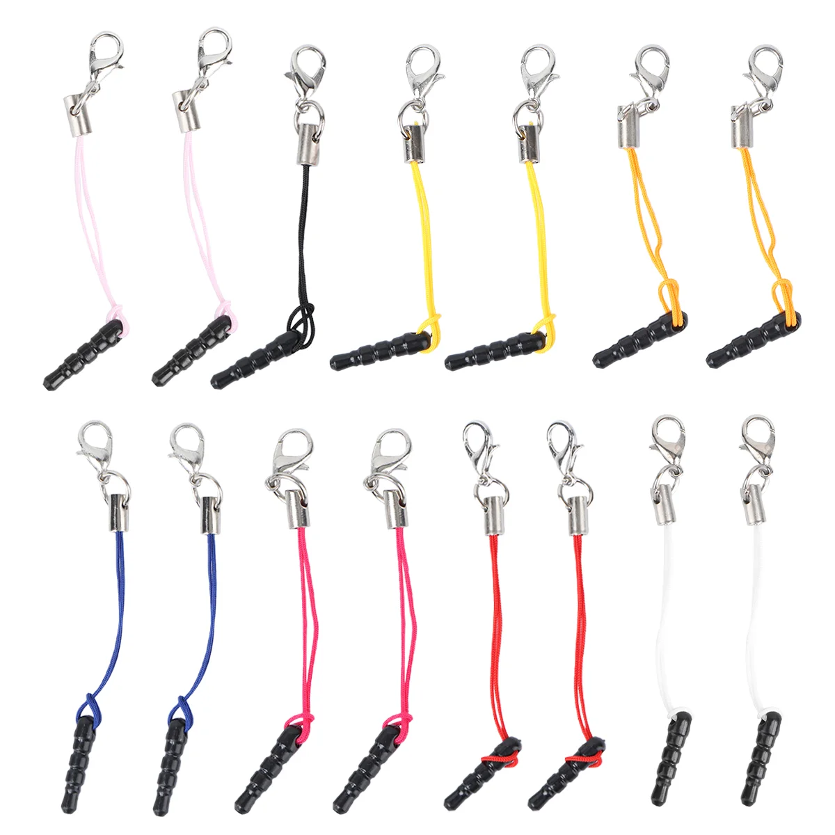 15 Pcs Lariat Lanyard Charm Straps with Hook Dust Plug Cell Phone Lobster Clasp Colorful