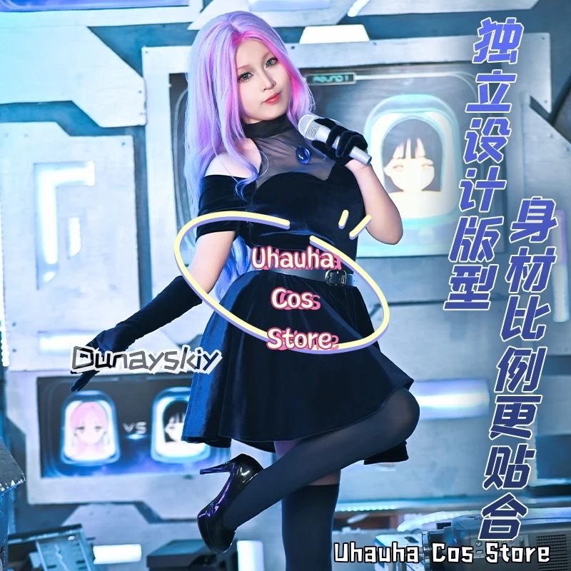 Мизи Косплей Костюм Аниме Косплей Женский Сценический Костюм Мизи Синее Короткое Платье HSIU Розовый Градиент Синий Фиолетовый Длинные Волосы Рождество