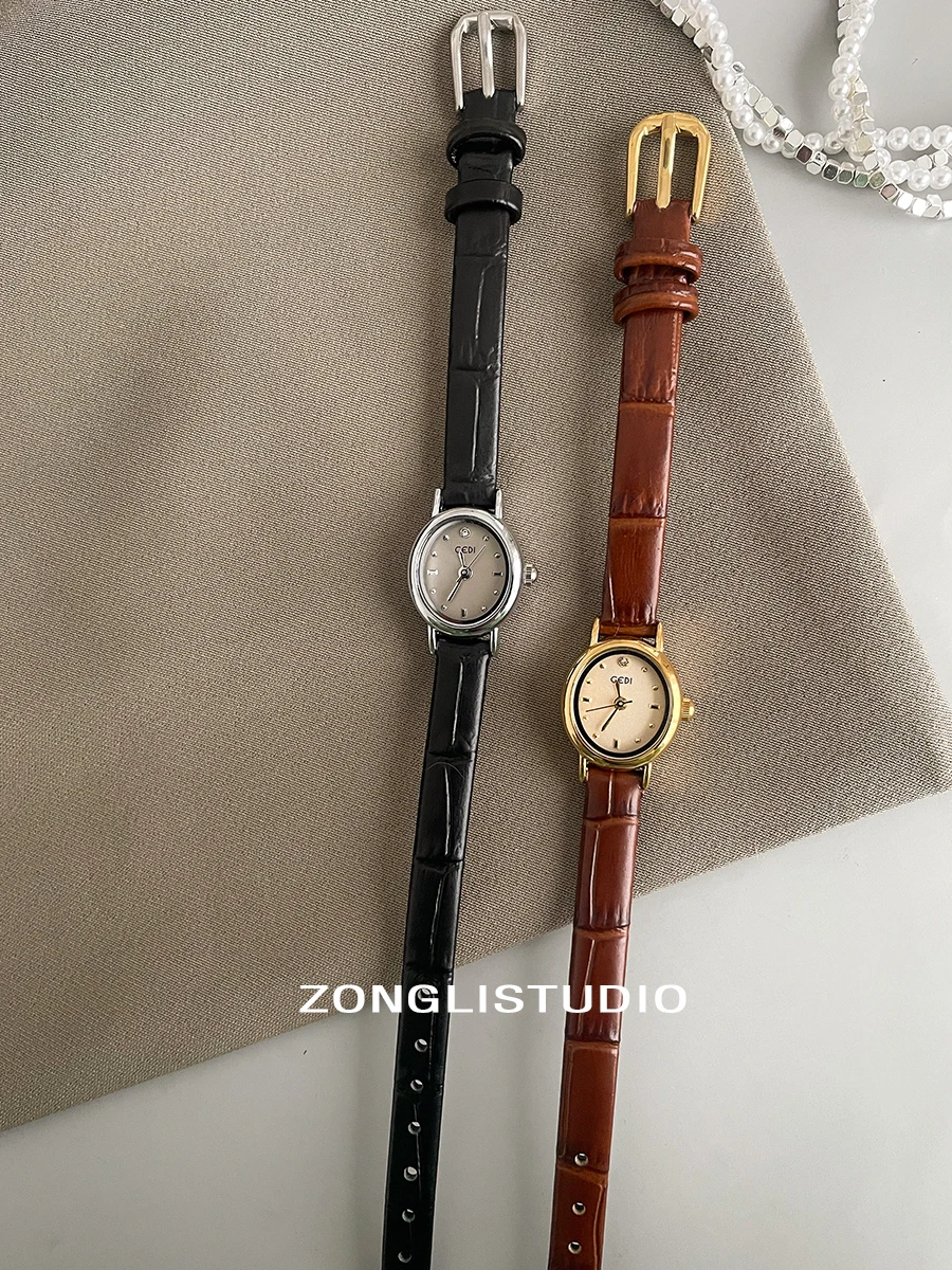 Elegant Women'S Wristwatch, Korean Style, Retro, Artistic, Versatile Oval Dial, Quartz Watch For Women, Women'S Accessories.