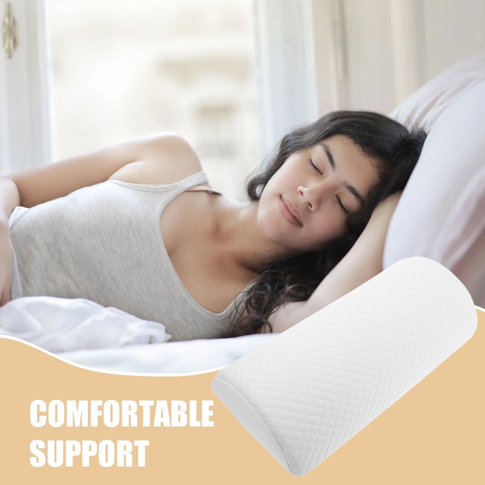 

Semi Roll Leg Wedge Pillow Slow Rebound Memory Foam for Legs Knees Lower Back Lumbar Supports Sleeping Cushion