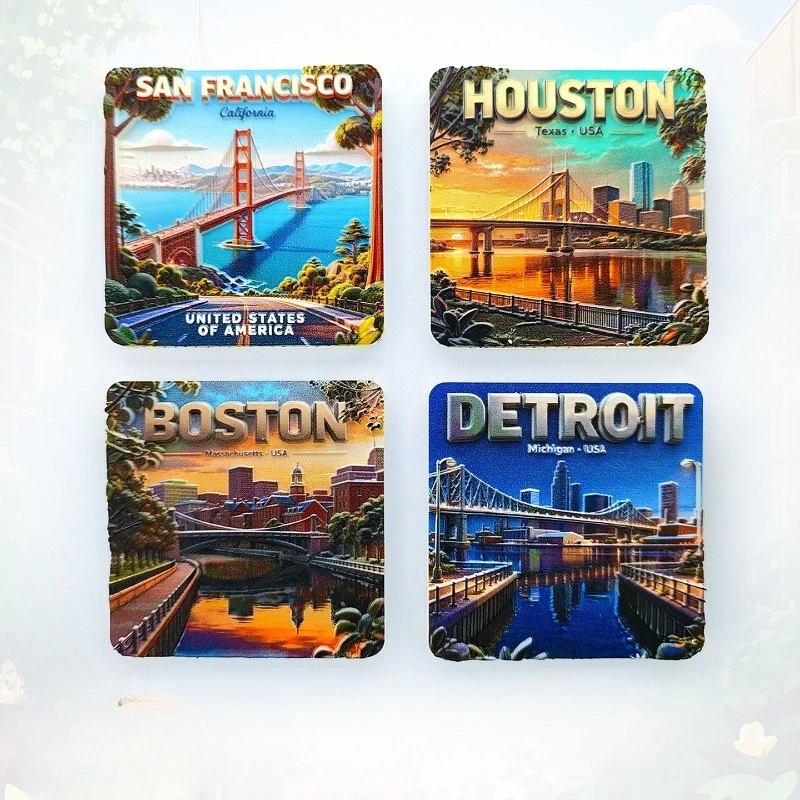 

USA City Fridge Magnet - Iconic 3D Skyline Collection Souvenir Unique American Travel Gift for Home & Urban Decor