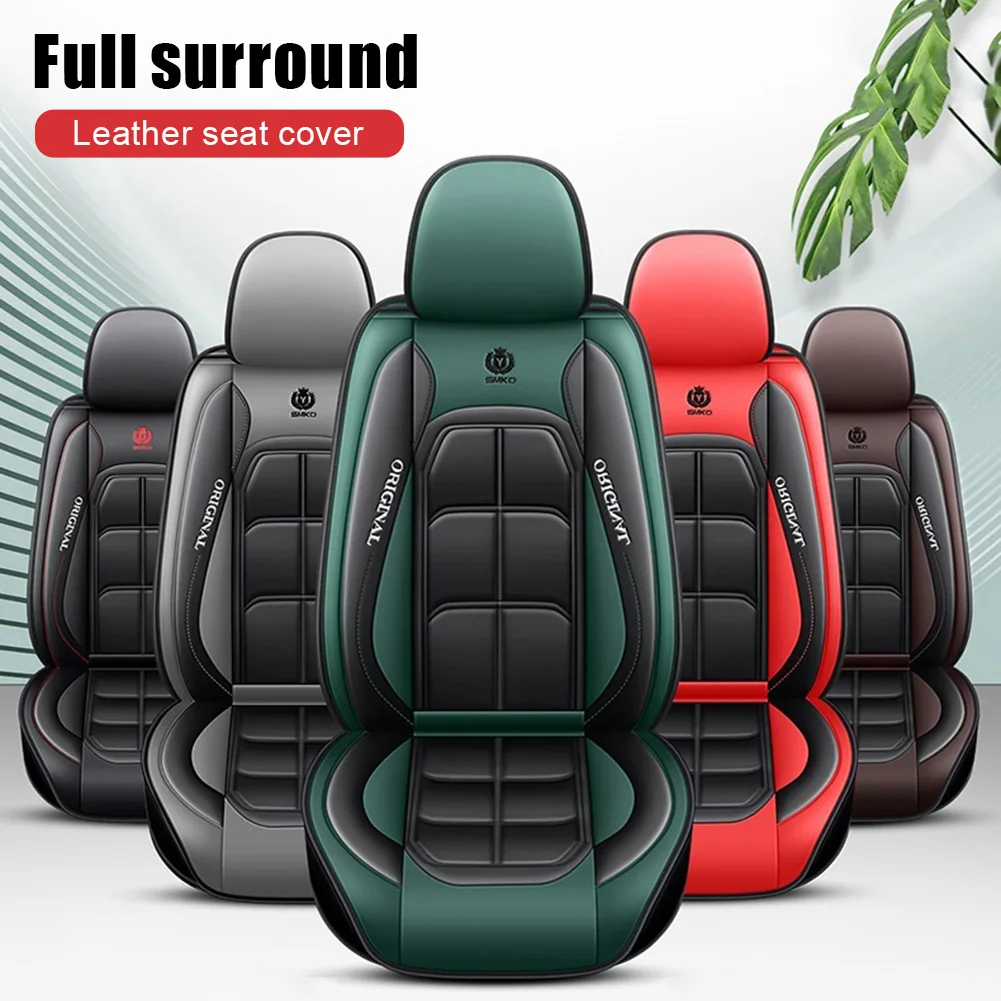 Universal Car Seat Cover PU Leather Front Seat Cover Rear Split Bench Cover All Season Easy Install Seat Protection for Car SUV