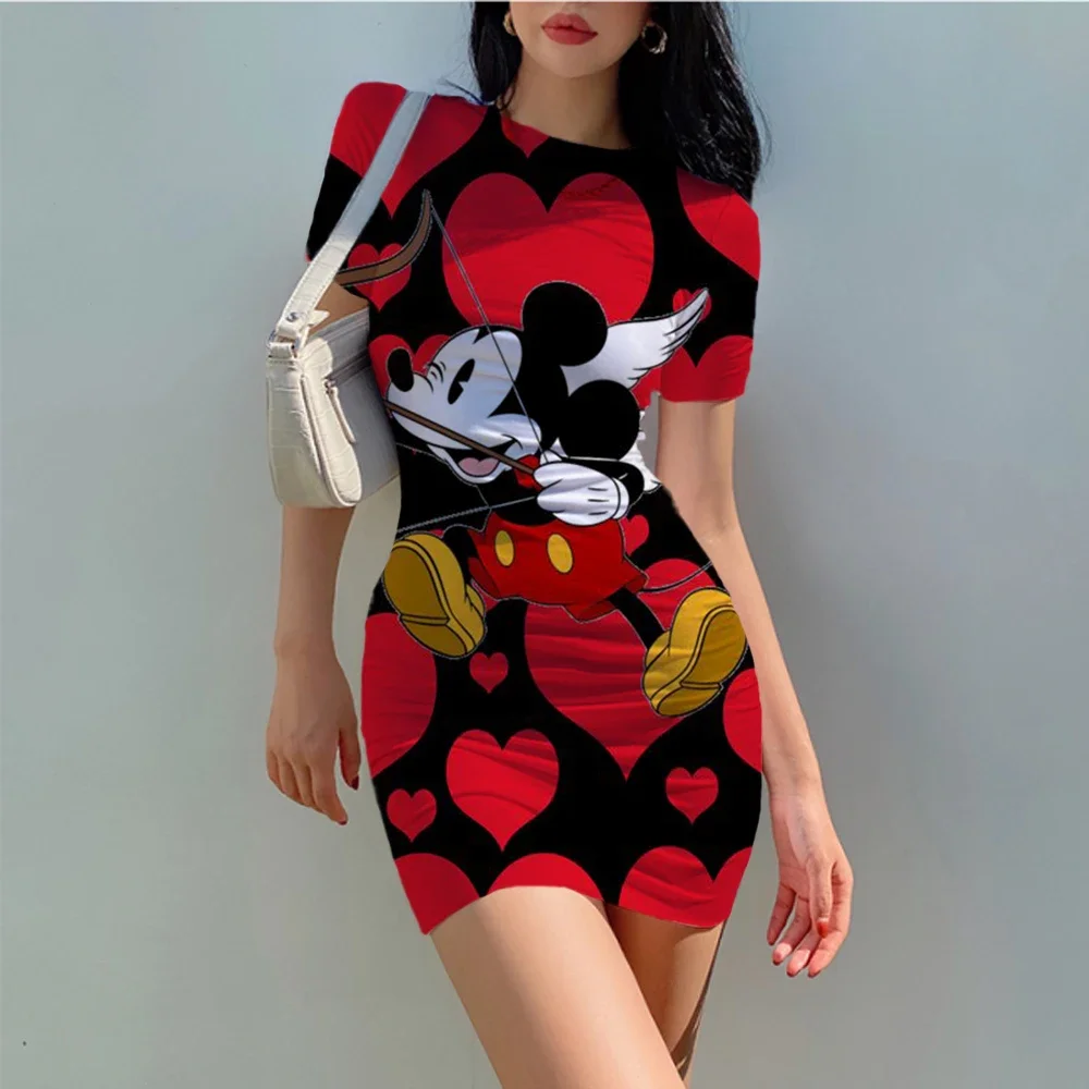 Fairyshey-vestido ajustado de Disney para mujer, minivestido Sexy de Minnie y Mickey Mouse, ajustado, de noche, para verano, 2024