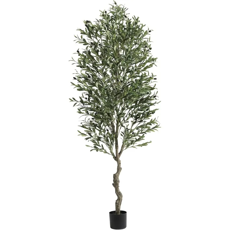 

Artificial Olive Tree 7ft Tall Fake Potted Olive Silk Tree with Planter Large Faux Olive Branches and Fruits Artificial T
