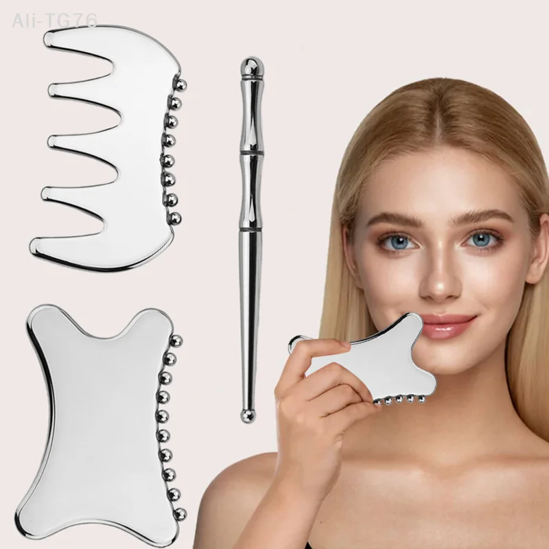 

Stainless Steel Gua Sha Facial Massage Tool Acupuncture Point Eye & Face Massage Board for Deep Tissue Pressure Lifting