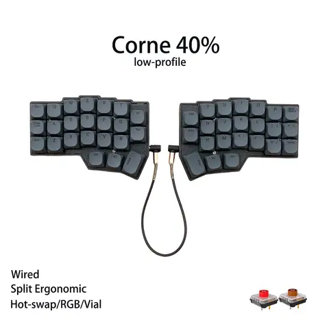 CHOC Corne Low Profile Split Mechanical Keyboard Wired Hot-swap Kaih Chocalate V1/V2 Switch Wired RGB VIAL Programmable