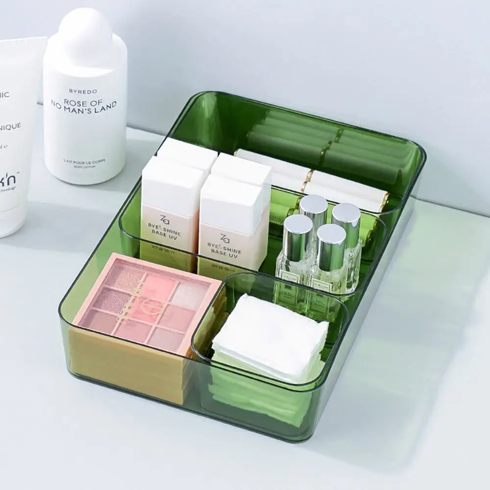 1 قطعة جديد درج الجدول مكتب التخزين المنظم شفافة مستطيلة ماكياج المنظم صندوق S/M/L/XL حاوية مجوهرات بلاستيكية