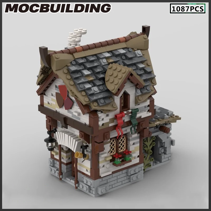 

MOC Building Blocks Medieval Tavern Model DIY Bricks Modular House Architecture Christmas Gift Birthday Presents Streetscape