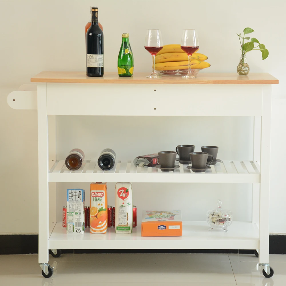 

Mobile Kitchen Island with Two Lockable Wheels, Simple Design for Storing, Two Drawers Give Unique Storage for Special Utensil.