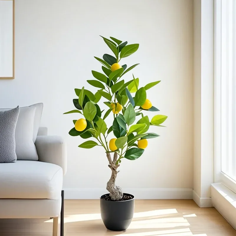 2026-new-hot-artificial-lemon-tree-simulated-green-planting-tree-including-black-flower-pots-suitable-for-home-decoration