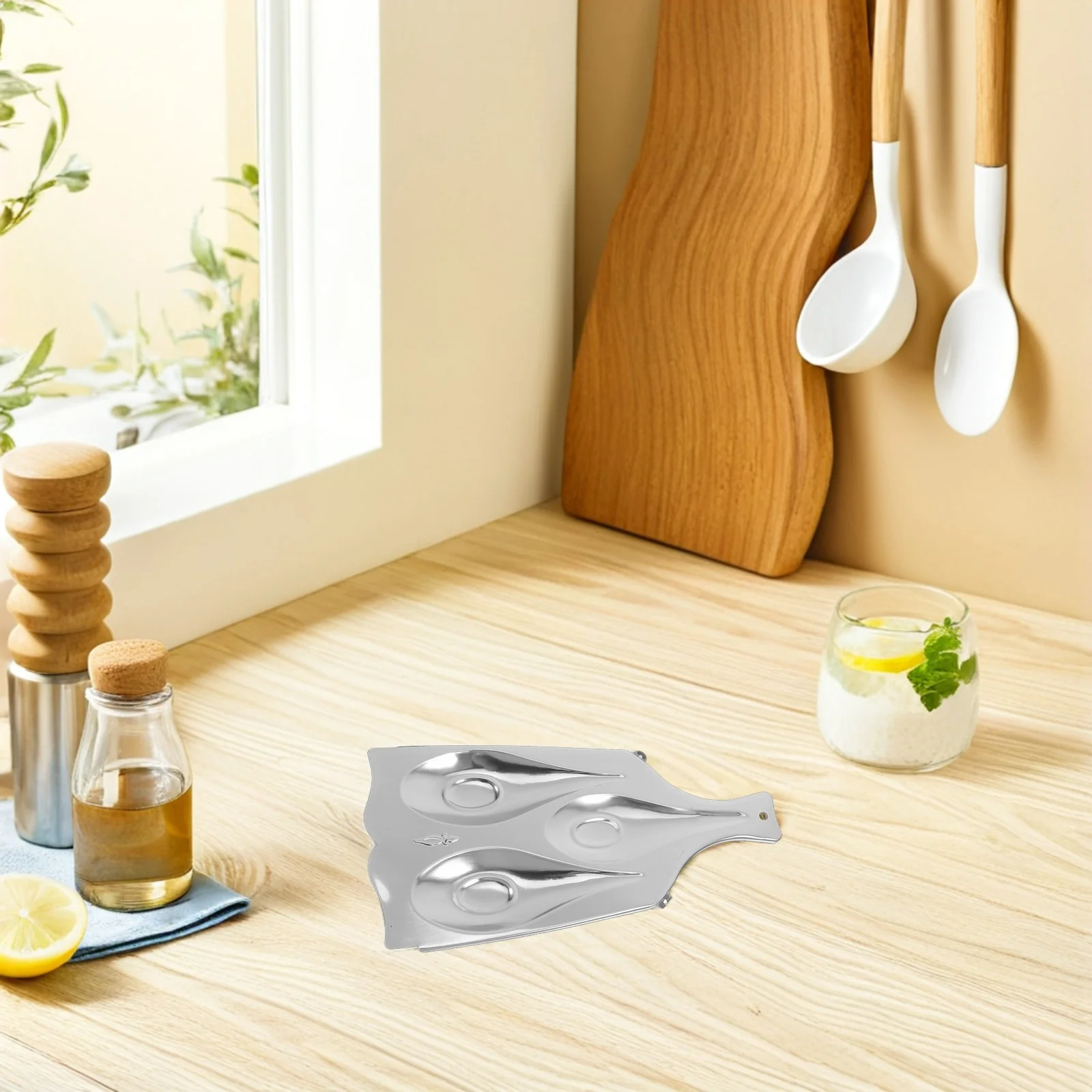 

Heavy Duty 3 Slot Stainless Steel Spoon Rest Holder Kitchen Cooking Utensil Stand Deep Well Drip Proof for Spatula Ladle Tongs