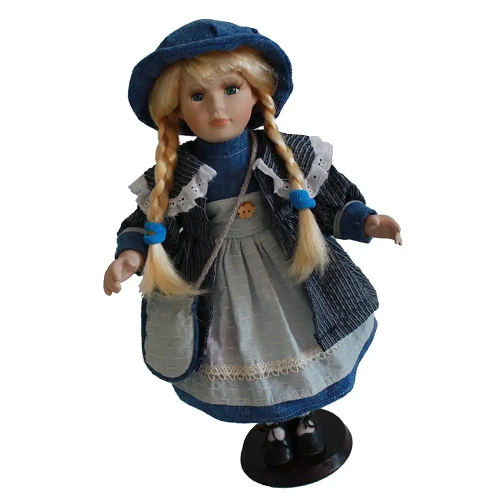 16inch Lovely Porcelain Doll Russia Girl Figures Doll Toy With Display Stand