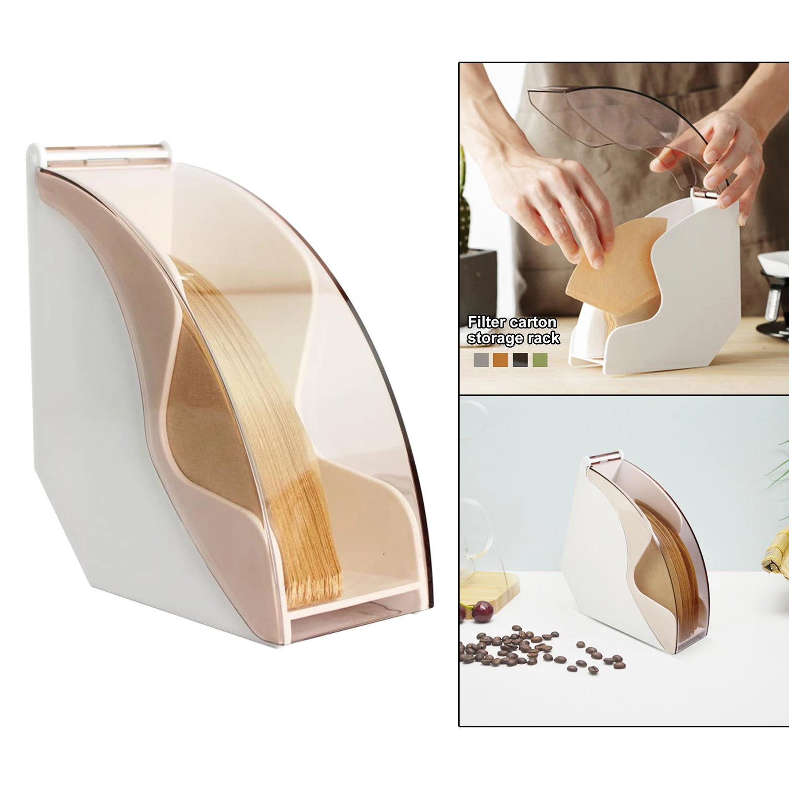 Hand Drip Coffee Filter Paper Holder Storage Rack with Acrylic Cover Dispenser Storage Barista Tools