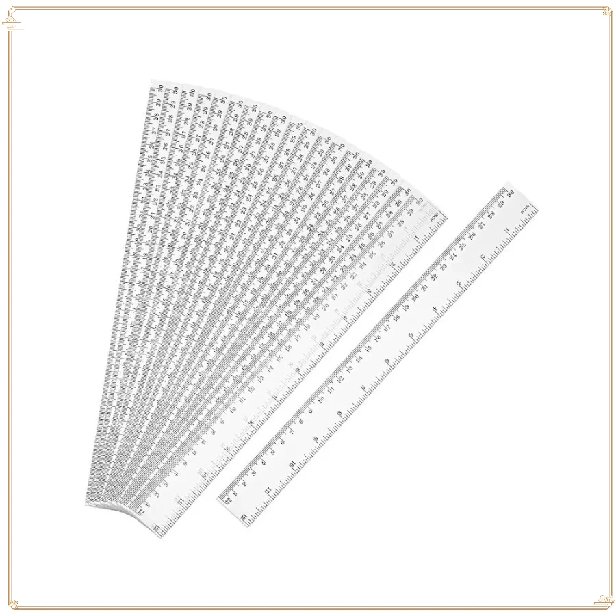 柔軟な12インチ定規、20個パック、学校の生徒やオフィス作業用の透明プラスチック、インチ/メートル測定ツール、飛散防止