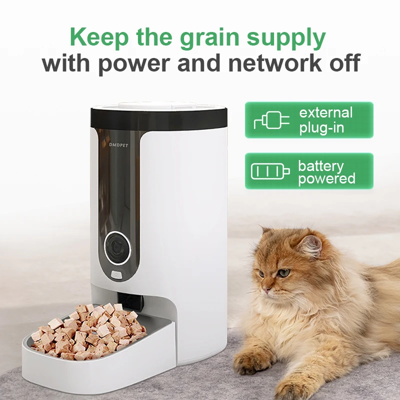 Capacity Automatic WiFi Remote Control Smart Pet Feeder App Control Pet Food Dispenser Cat Dog Feeder with Camera