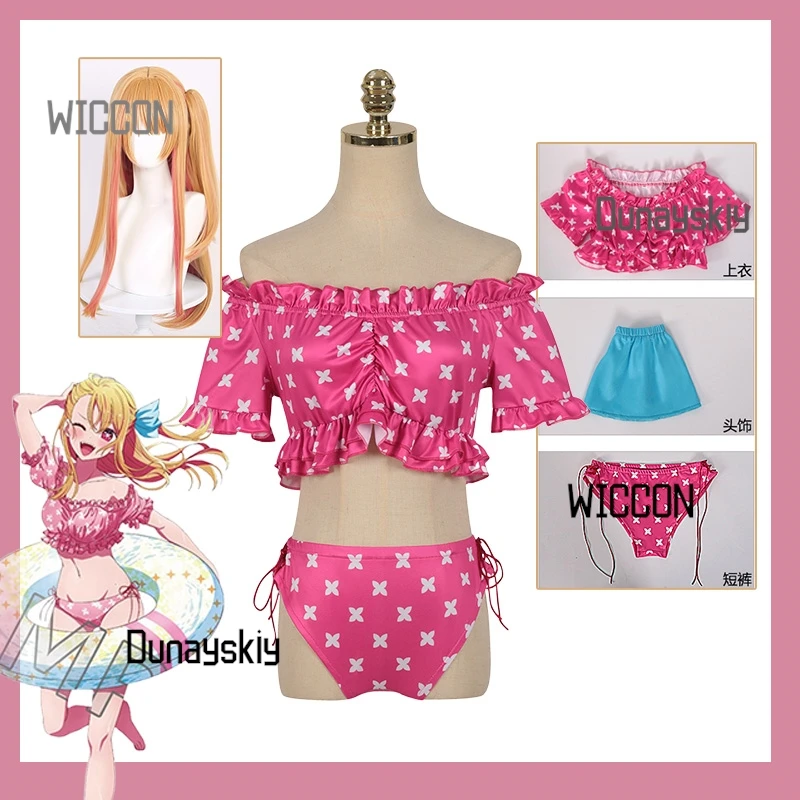 Oshi no Ko Cosplay Bundle Ruby Hoshino Badeanzug Aqua Hoshino Sommer Strand Abschluss Halloween Anime Kostüm Sets mit Perücken