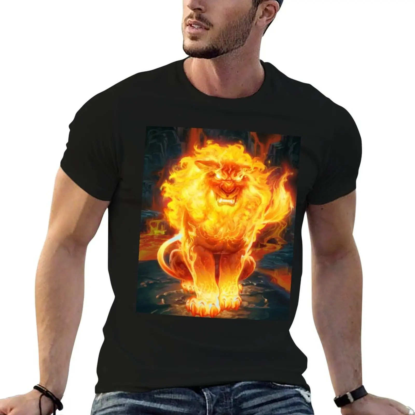 

Fire Lion magic art T-Shirt t shirt men 100% cotton luxury brand man tshirt man t shirt cotton T-shirt