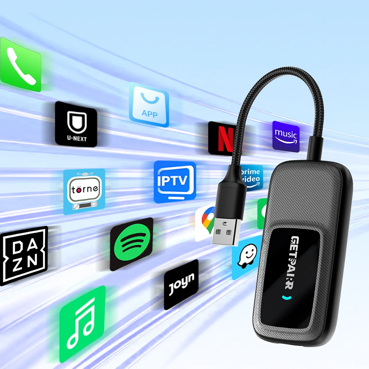 GetPairr Wireless CarPlay Adapter 4+32G Car Multimedia Box GO 2.0 CarPlay Upgrade Box Dual WiFi For Toyota Audi Benz