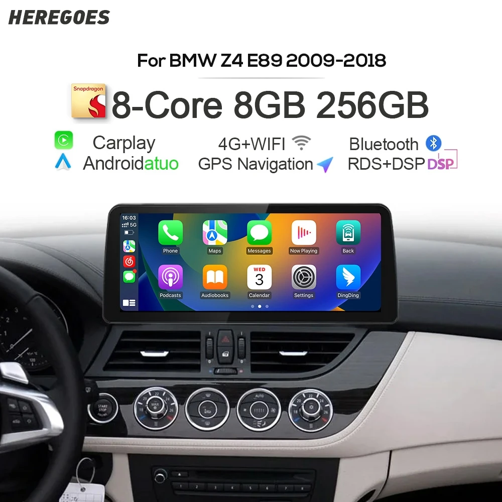 

QLED Android 13 автомобильный радиоприемник 8 + 256 ГБ для BMW Z4 E85 2004-2009 8 + 256 ГБ Carplay GPS навигация 4G LTE Bluetooth мультимедийный плеер