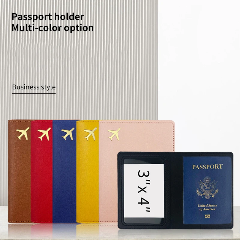 Funda protectora de cuero PU para pasaporte de viaje, soporte grueso para pasaporte