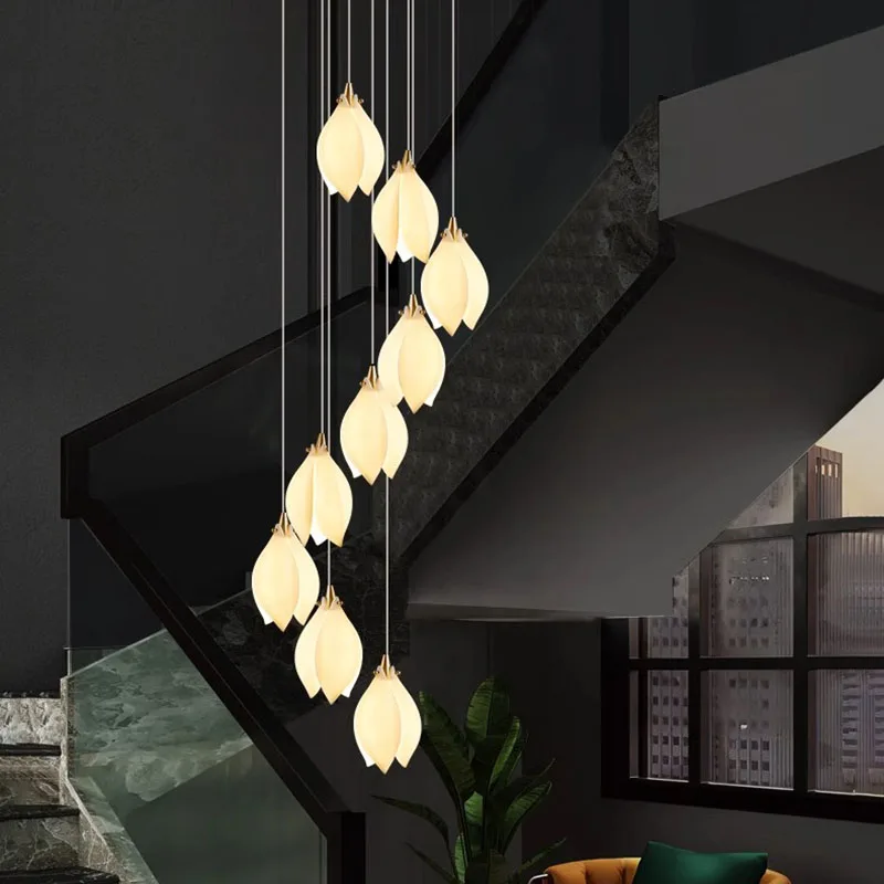 Imagem -05 - Nordic Pendant Lights For Home Decoration Stair Chandelier Sala de Estar e Jantar Luz de Teto Iluminação Interna