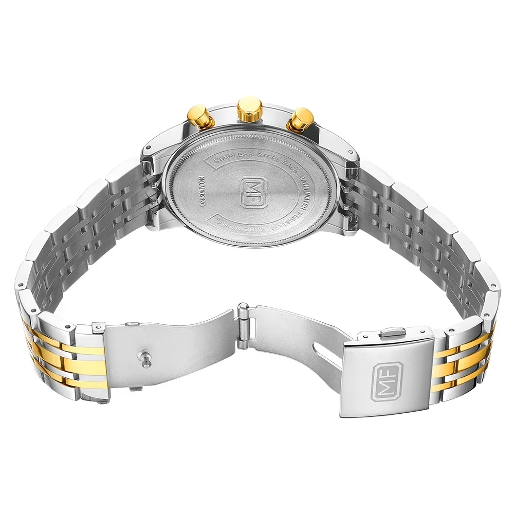 MINI FOCUS 0282G Men Business Chronograph Quartz Watch Stainless Steel Male Clock Men‘s Waterproof Watches Relogio Masculino